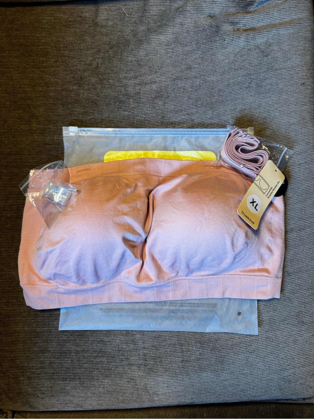 🆕 Truekind Convertible Strapless Bandeau Bra Blush Pink XL NWT